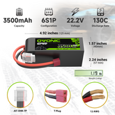 OVONIC 130C 3500mAh 22.2V 6S LiPo Battery with Deans Plug